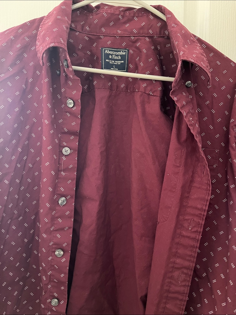 Abercrombie & Fitch Maroon Patterned Button-Down Shirt
